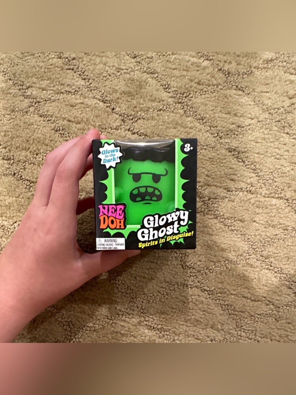 Schylling NeeDoh Glowy Ghost Glow in the Dark Squishy Toy Green New Sealed Auth